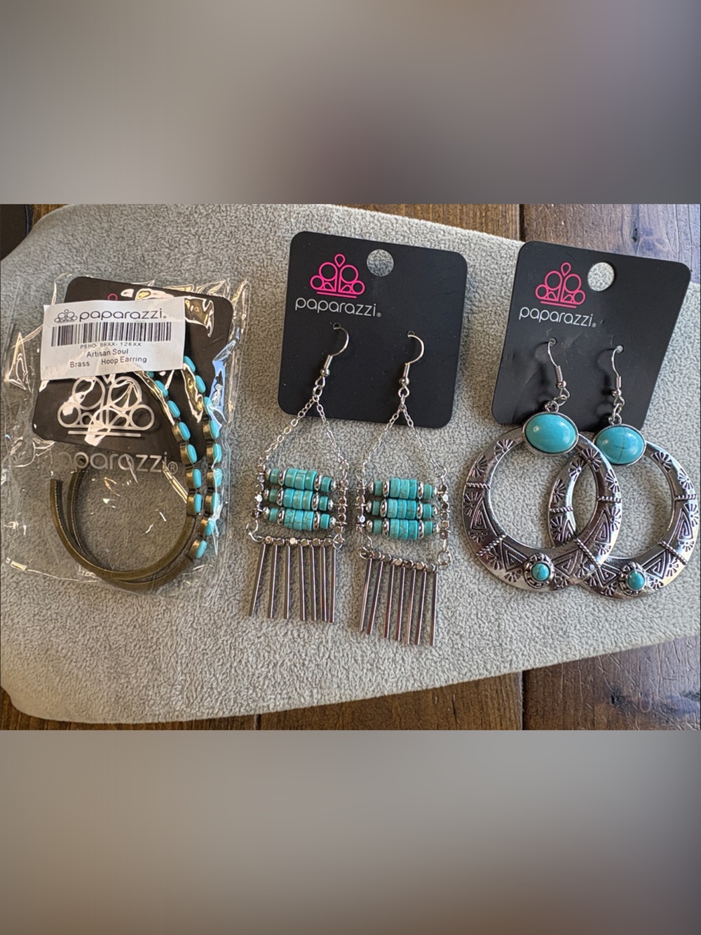 Paparazzi Turquoise & Silver Southwestern Hoop & Dangle Earring Lot